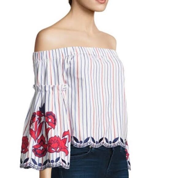 NWT Parker Dane Off-Shoulder Embroidered Blouse M - Picture 7 of 8